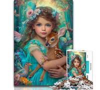 Little Girl And Baby Deer JigsawPuzzle 1000 Pieces for Teenagers,Brain Teaser Game Wall Decoration Unique Birthday And Xmas Gifts (38x26cm)
