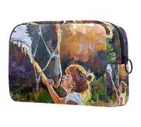 Little Girl and Horse on The Field Cosmetic Bag for Women, Travel Toiletries Bags Large Makeup Handy Pouch Organiser Bag with Zipper