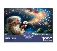 Little Girl Blowing Dandelions 1000 Piece Jigsaw Puzzles for Adults Impossible Birthday Gifts for Women And Man Art Colorful DIY Craft 38x26cm/1000pcs