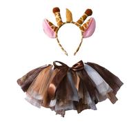 Little Girl First Photo Shoot Costume Set Breathable Layer Dressing & Deer Headband Attractive Baby Shower Wear