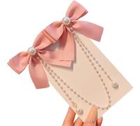 Little Girl Hair Clip With Double Bowknot Long Pearls Tassels Barrettes Side Hairpin For Everyday Wear Bows