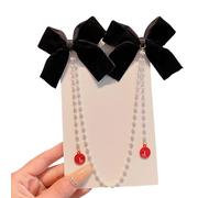 Little Girl Hair Clip With Double Bowknot Long Pearls Tassels Hair Barrettes Side Hairpin For Children Everyday Wear Hair Accessory