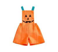 Little Girl Halloween Cosplay Overalls Orange Sleeveless Pumpkin Face Print Shorts Jumpsuit (Orange, 2-3T)