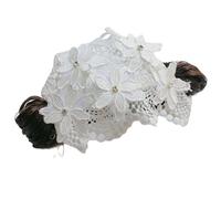 Little Girl Headband Hats, Toddler Fontanelle Protective Hair Band, Elastic Hair Band Hair Accessories with Flowers, Hair Bands Lace Hat, Children's Headbands, Princess Wig Hair Accessories, White