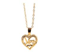 Little Girl Heart Necklace Shape Necklace Day Heart Jewelry Hollow Plated for Women's Mother's Wedding Necklaces & Pendants Beaded Charm Necklace (as Shows, One Size)