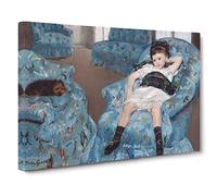 Little Girl In A Blue Armchair By Mary Cassatt Classic Painting Canvas Wall Art Print Ready to Hang, Framed Picture for Living Room Bedroom Home Office Décor, 30x20 Inch (76x50 cm)