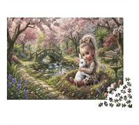 Little Girl Recycled Paper Jigsaw Puzzle 1000 Piece Cherry Blossom Garden Birthday Gift Memory Improvement Party Game Home Decor 38x26cm/1000pcs