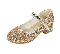 Little Girl Sandals Glitter Mary Jane Princess Shoes Sequin Bowknot P rty Fancy Dress Up Shoes Low Heels Wedding Birthday Dress Shoes Comfort Christmas Banquet Cosplay Dance (Gold, 11.5 Little Kid)