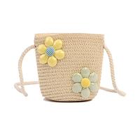 Little Girl Shoulder Bag Cute Straw Crossbody Bags Girls Handbags Braided Bag Floral Bags Shoulder Bags Princess Crossbody Bag for Kids Girls Shopping School Travel