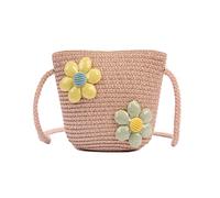 Little Girl Shoulder Bag Cute Straw Crossbody Bags Girls Handbags Braided Bag Floral Bags Shoulder Bags Princess Crossbody Bag for Kids Girls Shopping School Travel