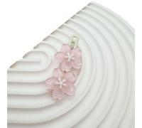 Little Girl Transparent Cherry Blossom Hairpin Blue Pink Lace Clip Female Cute Flower Duckbill Clip Bangs Clip Headdress(Pink)