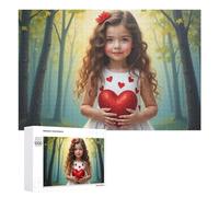 Little Girl with Heart in Forest - Adult Tabletop Puzzle, 1000 PCS, Relaxing Home Activity - for Mindful Leisure