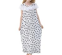 Little Girls Big Girls Lace Shoulder Crew Neck Long Sleepwear Soft Pajama Dress Nightgowns Girls Pyjamas 2-3 Years Boys Summer Pyjamas 5-6 (Silver, 6 Years)