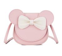 Little Girl's Bowknot Shoulder Bag HandbagLittle Girls Handbags - Shoulder Bag with Bow Knot Mini Flap Bag, Cute Mouse Ear Bow Crossbody Purse, PU Shoulder Handbag for Kids Girls Toddlers (Pink)