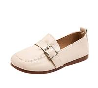 Little Girls' Casual Shoes: PU Leather Flat Shoes Rhinestone Pearl Shoes Soft Sole Leather Girls Single Shoes Comfortable Cute with Bowknot Plain Dress Shoes Fashion, White, 27 EU