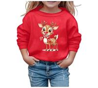 Little Girls Christmas Jumper Sweatshirt, Childrens Christmas Jumper Girls Graphic Xmas Theme Round Neck Pullover Long Sleeve Top Cosy Jumper Fall Outfits Winter Clothes for Children