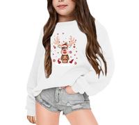 Little Girls Christmas Jumper Sweatshirt, Christmas Girls Jumpers Crew Neck Xmas Pullover Tops Long Sleeve Santa Top Cosy Jumper Fall Outfits Winter Clothes for Children