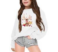 Little Girls Christmas Jumper Sweatshirt, Christmas Jumper for Teenage Girls Graphic Xmas Theme Round Neck Pullover Long Sleeve Top Cosy Jumper Fall Outfits Winter Clothes for Children