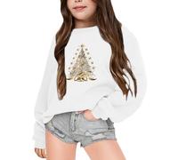 Little Girls Christmas Jumper Sweatshirt, Christmas Jumpers for Kids Girls Reindeer Sweatshirt Xmas Santa Claus Snowman Pullover Long Sleeves Fall Outfits Winter Clothes for Children