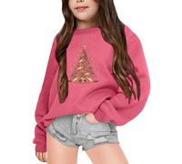 Little Girls Christmas Jumper Sweatshirt, Christmas Jumpers for Kids Girls Reindeer Sweatshirt Xmas Santa Claus Snowman Pullover Long Sleeves Fall Outfits Winter Clothes for Children