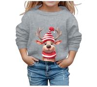 Little Girls Christmas Jumper Sweatshirt, Girls Christmas Jumper Reindeer Sweatshirt Xmas Santa Claus Snowman Pullover Long Sleeves Loose Cute Cartoon Casual Sports