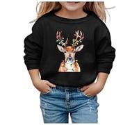 Little Girls Christmas Jumper Sweatshirt, Kids Christmas Jumpers Girls Cute Reindeer Pullover Toddler Xmas Jumper Long Sleeve Santa Top Fall Outfits Winter Clothes for Children