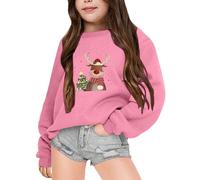 Little Girls Christmas Jumper Sweatshirt, Kids Girls Christmas Jumper Reindeer Sweatshirt Xmas Santa Claus Snowman Pullover Long Sleeves Fall Outfits Winter Clothes for Children