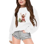 Little Girls Christmas Jumper Sweatshirt, Kids Girls Christmas Jumper Reindeer Sweatshirt Xmas Santa Claus Snowman Pullover Long Sleeves Fall Outfits Winter Clothes for Children