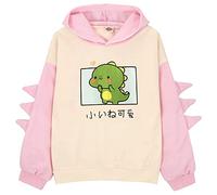 Little Girls Dinosaur Hoodie Pullover Sweatshirt Cute Raglan Sleeve Splice Cartoon Hooded Winter Kids Casual Tops Girl Wolf Hoodies 2-Pink 10-11 T