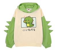 Little Girls Dinosaur Hoodie Pullover Sweatshirt Cute Raglan Sleeve Splice Cartoon Hooded Winter Kids Casual Tops Baby Girls Fleece Hoodie Green