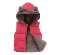 Little Girls Hooded Vests Outwear Thermal Warm Padded Body Warmer Boys Solid Sleeveless Puffer Gilet Lightweight Cute Jacket Quilted Waistcoat Red 6-7 Years