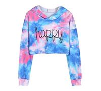 Little Girls Jumper Tops Kids Teen Girls Crop Tops Tie-Dye Hoodies Long Sleeve Pullover Sweatshirts Tops Classic Daily Tee Trendy Clothes
