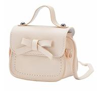Little Girl's Leather Shoulder Bag For Girls One Shoulder Bag Solid Color Bowknot Fashion Shoulder Kids Shoulder Bags (White, One Size)