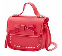 Little Girl's Leather Shoulder Bag For Girls One Shoulder Bag Solid Color Bowknot Fashion Shoulder Kids Men Shoulder Bags (Red, One Size)