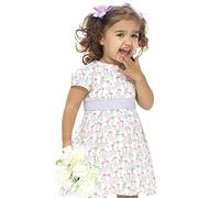 Little Girls Party Dress - Pretty Princess 100% Cotton Dress, Short Sleeved for Toddler 6 Months to 4 Years - by The Little Dress Co - Pink Flamingos - 3 Years