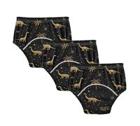 Little Girls Potty Training Underpants Leakproof Snowfall Brontosaurus Palm Gold and Black Overnight Training