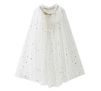 Little Girls Princess Cape Cloak Fairy Sequins Tulle Shawl for Kids Dress up Cosplay Birthday Party White