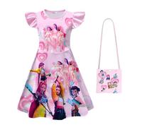 Little Girl's Puff-Sleeve Nightdress k-pop d-Demon Little Girl's Silk-Blend Dress+Girls' Handbags,Style 5,150cm