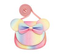 Little Girls Shiny Glitter Rainbow Mini Dress Up Crossbody Bag Bowknot Coin Purse Handbag, Rainbow, One Size