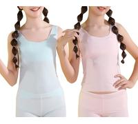 Little Girls Sleeveless Vest Soft Cotton Undershirts Stretch Camisoles Lightweight Toddler Vest Cami Tank Top Underwear for Toddler 2 Pack