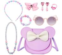 Little Girl's Small Mouse Ear Bowknot Crossbody Bag, PU Cute Purse Shoulder Bag Handbag for Girls Birthday Gifts Toys Kids (Purple)