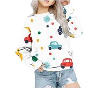 Little Girls Sweatshirt Jumper Printed Long Sleeves Tops Casual Fleece Jumper Crew Neck Oversized Pullover with Pockets Toddler Clothes Casual Comfy Fall Winter Warm Sweatshirts Kids Coat