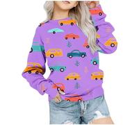 Little Girls Sweatshirt Jumper Printed Long Sleeves Tops Casual Fleece Jumper Crew Neck Oversized Pullover with Pockets Toddler Clothes Casual Comfy Fall Winter Warm Sweatshirts Kids Coat