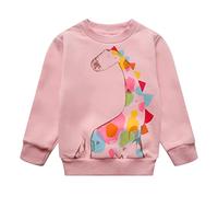 Little Girls Sweatshirts Cute Rainbow Unicorn Pattern Casual Pullover Ruffle Crewneck Long Sleeve Shirts Clothes 3T-8T, A-dinosaur, 3 Years