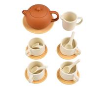 Little Girls Tea Set - Silicone Kitchen Toy - Kitchen Pretend Playset,for Boys Girls Playdates Birthday Holiday Playroom Kindergarten Family Night Daycare Centers Home School
