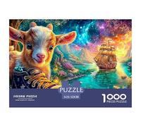 Little Goat in A Shoe by A Magical River And Ship 1000-Piece Jigsaw Puzzle Dream Sheep Ideal for Men, Women, Elders & Seniors 52x38cm/1000pcs