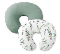 Little Grape Land 2 Pack Nursing Pillow Covers, Stretchy and Soft Nursing Cover for Breastfeeding, Muslin Cotton, Pillow Slipcover for Baby Girls Boys Newborn(Leaves + Green)