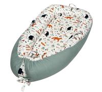 Little Grape Land Baby Nest Pod 80x58 cm,100% Cotton Babynest, Newborn Lounger 0-24 Months, 360° Bumper, Adjustable Ties, Portable Handles, Machine Washable, Enchanted Forest