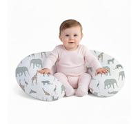 Little Grape Land Nursing Pillow & Feeding Pillow for Mum & Baby, Safari Animals Muslin Cover, Removable Machine-Washable, for Breastfeeding, Bottle Feeding, Tummy Time & Infant Support