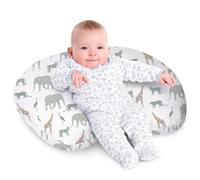 Little Grape Land Nursing Pillow, Soft 100% Cotton Breastfeeding Pillow with Breathable Muslin Removable Cover, Elefant Breast Feeding Pillows for Babies 0-12 Months with Protective Zipper